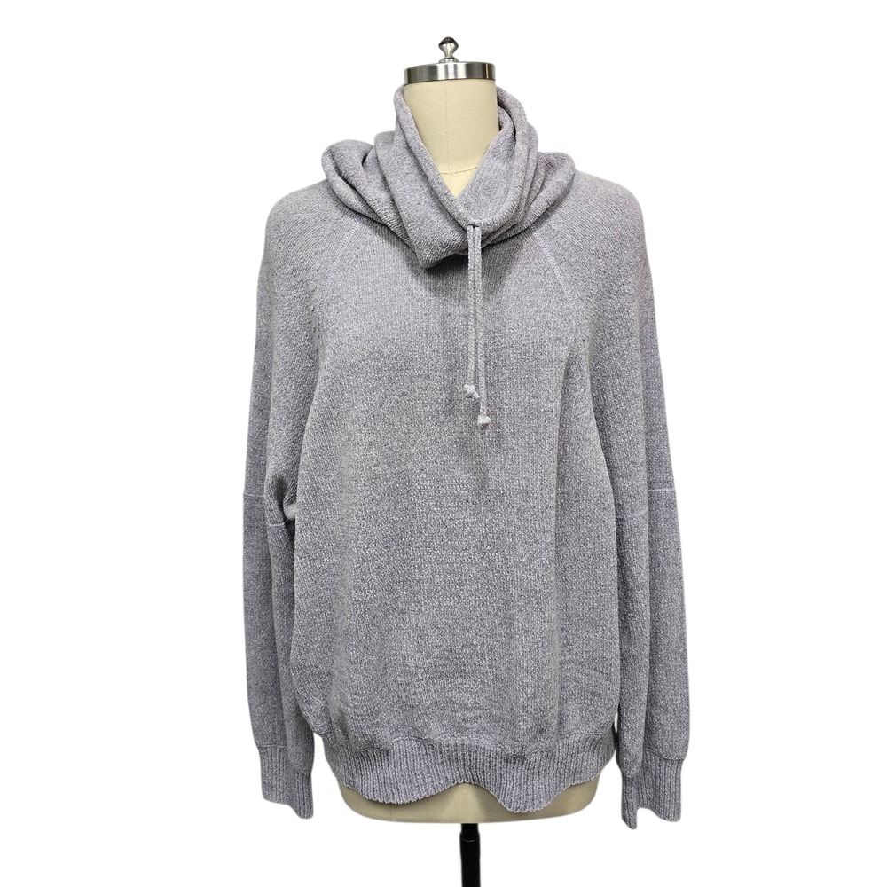 Prana Women's Gray Knit Cowl Neck Sweater Size L Cozy Soft